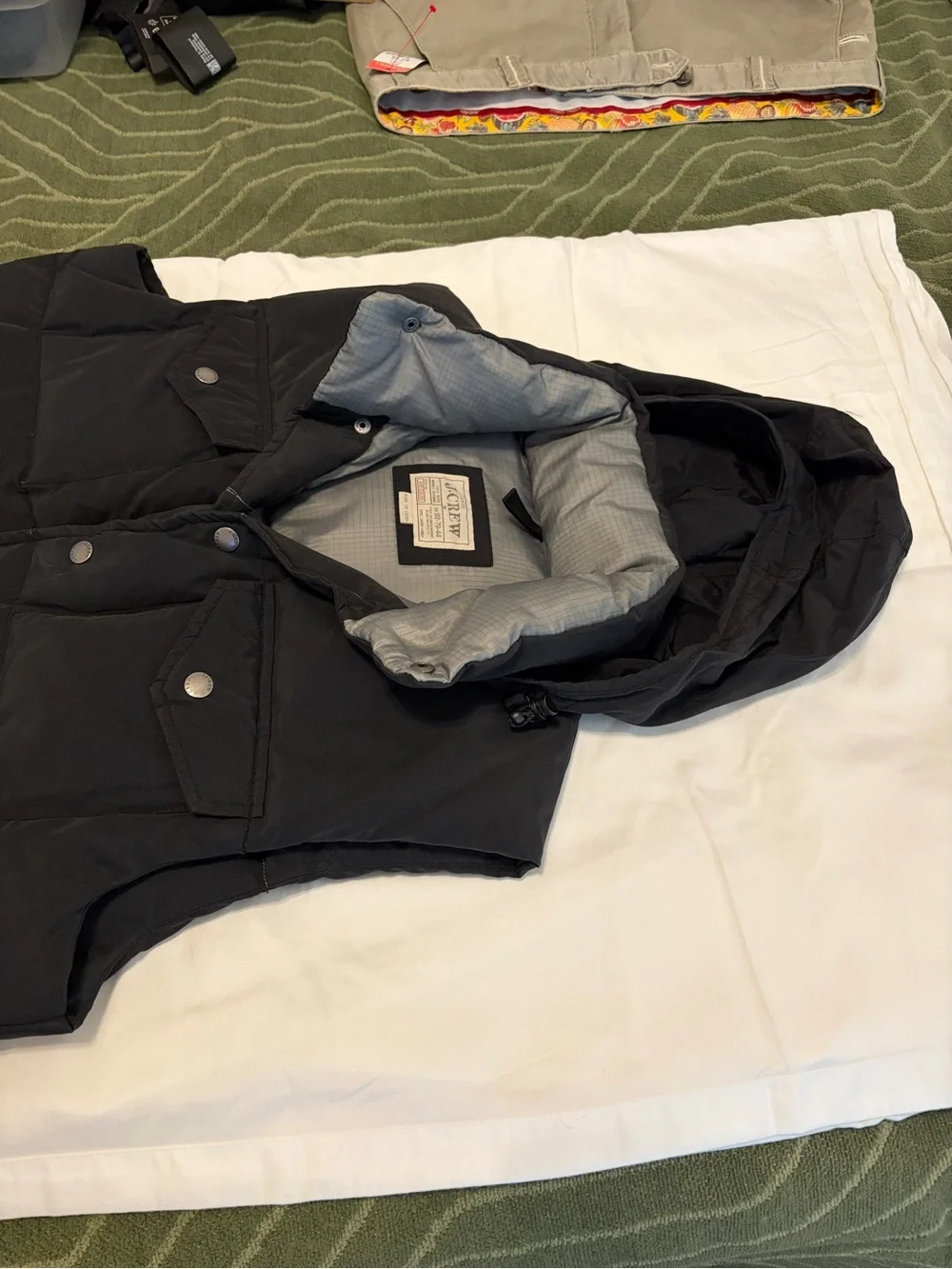Vintage J.Crew Expedition Down Puffer Vest w/ Hidden Hood - Men’s M